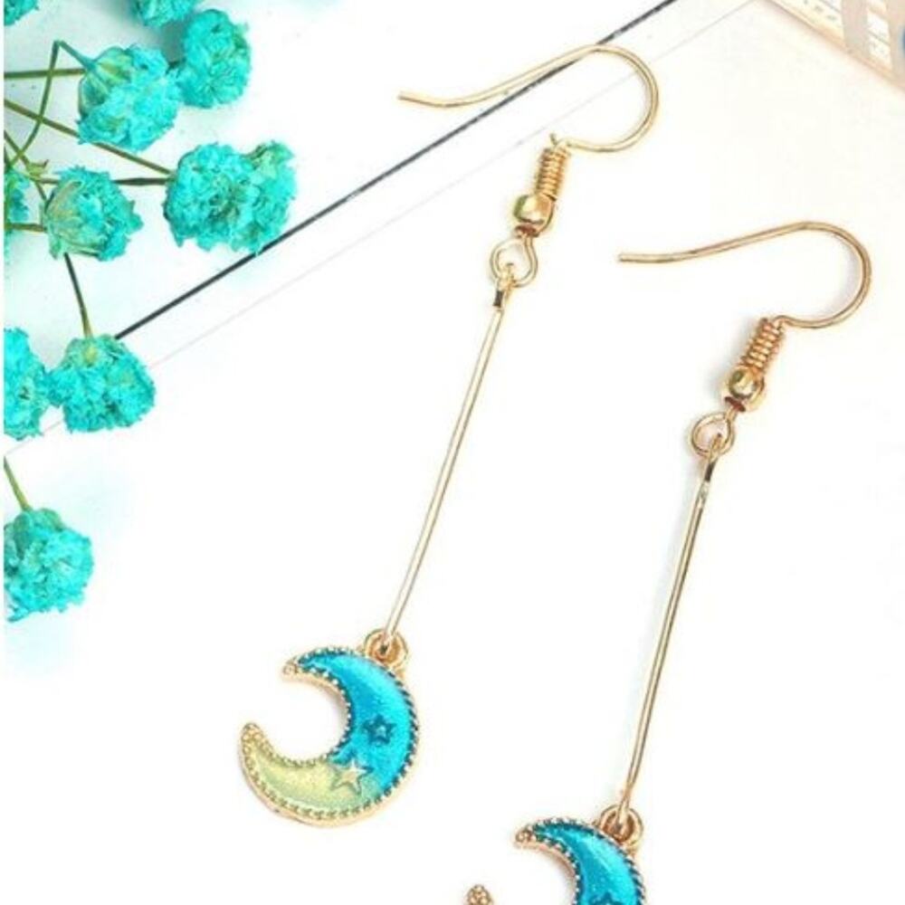Lovely Blue Moon French Hook Earrings - Picture 2 of 2